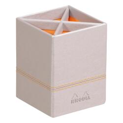Rhodiarama pot à crayons simili cuir italien 8x8x11 cm - Argent