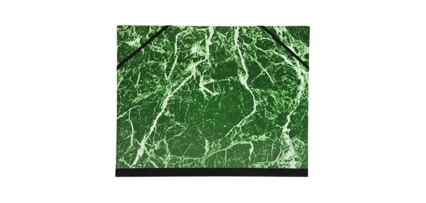 Carton à dessin papier marbré verni avec élastiques 28x38 cm - Pour format B4 - Vert