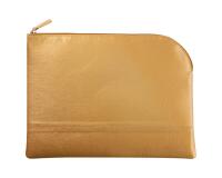 Rhodiarama pochette zippée en simili cuir - taille L (21x28 cm) - Or