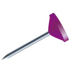Doos met 100 prikbordspelden met platte kop effen - punthoogte 8mm - 5mm diameter