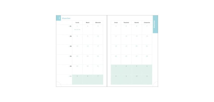 Recharge pour agenda de bureau Lady 20 21 x 15 cm Semainier Janvier à Décembre 2026