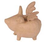 Tirelire cochon volant 15,5x11x14cm - Kraft