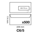 Boite de 500 Enveloppes Blanches C6/5-114x229mm - Auto-Adhésives - 80g/m2 - Fenêtre Papier Cristal 40x110 (position 30/20) - Blanc