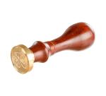 Sceau rond à vis (lettre anglaise) avec manche en bois vernis