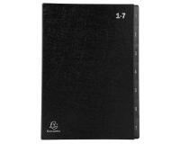 Sorteermap Ordonator® - 7 indelingen - genummerde tabs van 1 - 7 - Zwart