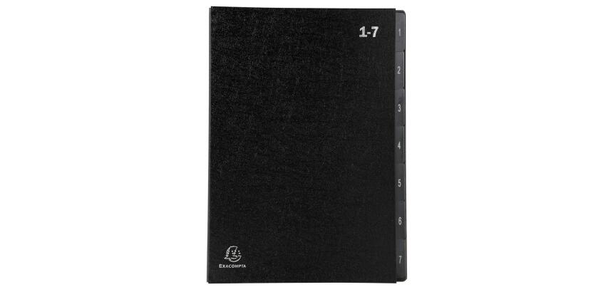 Trieur rigide Economique Ordonator 7 compartiments numériques - 24x34cm - Noir