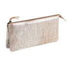 KLEO-PATHRA CUIR Grande Pochette 2 compartiments 22x11 cm Argent