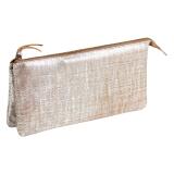 KLEO-PATHRA CUIR Grande Pochette 2 compartiments 22x11 cm Argent