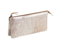 KLEO-PATHRA CUIR Grande Pochette 2 compartiments 22x11 cm Argent