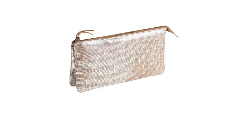KLEO-PATHRA CUIR Grande Pochette 2 compartiments 22x11 cm Argent