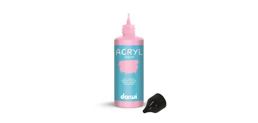 Darwi Flacon de 80 ml de Peinture Acrylique Universelle Nacrée - Rose