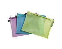 Transparente Tasche/Etui mit Reißverschluss, flexibles Recycling-PP, Kollektion Pop'N Co - Farben sortiert