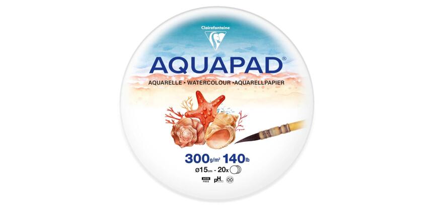 Feuilles rondes Aquapad papier aquarelle Ø15cm 20F 300g