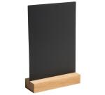 Slate menu holder on wooden base A5 - Black