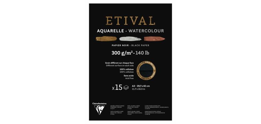Etival Noir bloc collé 1 côté 15F A3 300g double grain