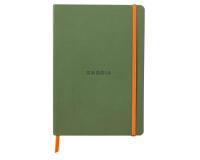 Rhodiarama carnet souple A5 160 pages ligné papier ivoire 90g fermeture élastique - Sauge