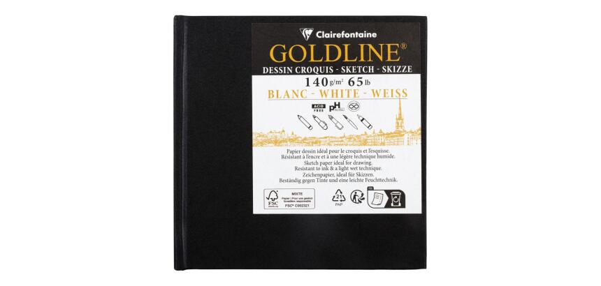 Goldline carnet rembordé rigide 50F 10x10cm 140g - Blanc