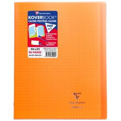 Cahier piqué Koverbook 24x32cm 96 pages grands carreaux couverture polypropylène transparent