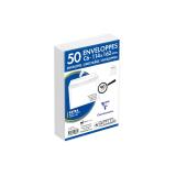 Paquet de 50 Enveloppes Blanches C6-114x162mm - Auto-Adhésives - 90g/m2 - Blanc