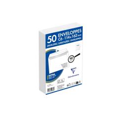 Paquet de 50 Enveloppes Blanches C6-114x162mm - Auto-Adhésives - 90g/m2 - Blanc