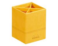 Rhodiarama pot à crayons simili cuir italien 8x8x11 cm - Jonquille