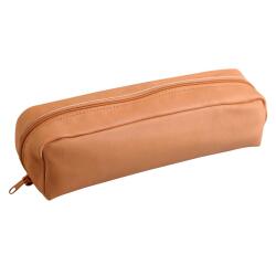 CUIR NATUREL Trousse rectangulaire 22x5x3 cm. - Naturel