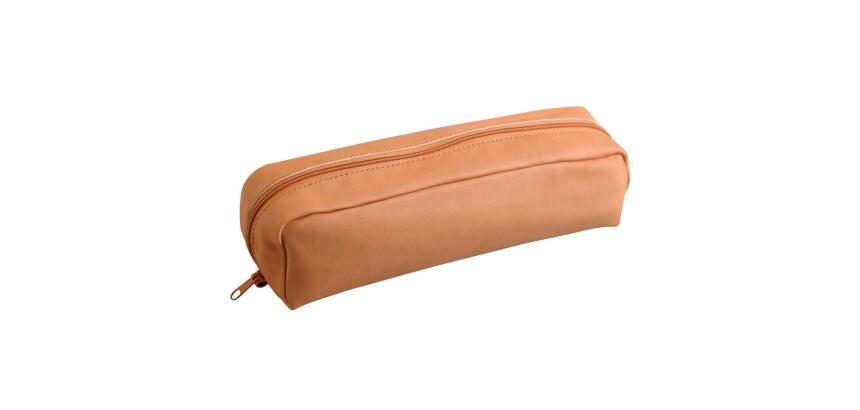 CUIR NATUREL Trousse rectangulaire 22x5x3 cm. - Naturel
