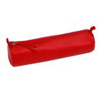 CUIR TEINTE Trousse ronde Ø5,5x22 cm - Rouge