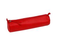 CUIR TEINTE Trousse ronde Ø5,5x22 cm - Rouge