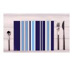 Barquette de 400 sets de table papier gaufré recyclé 80g/m2, Bayadère bleu marine - Format 30x40cm - Bayadère