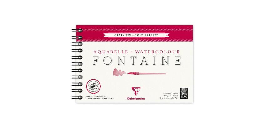 Fontaine album spiralé 12F 12x18cm 300g grain fin