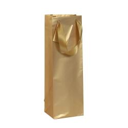 Sac cadeau pour bouteille "Premium" 12,5 x 9,5 x 38 cm - Or