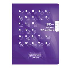 Cahier Travaux Pratiques Écriture piqué 8000 CARTE 17x22 cm 32 pages double ligne 5 mm/uni 90 g - Violet
