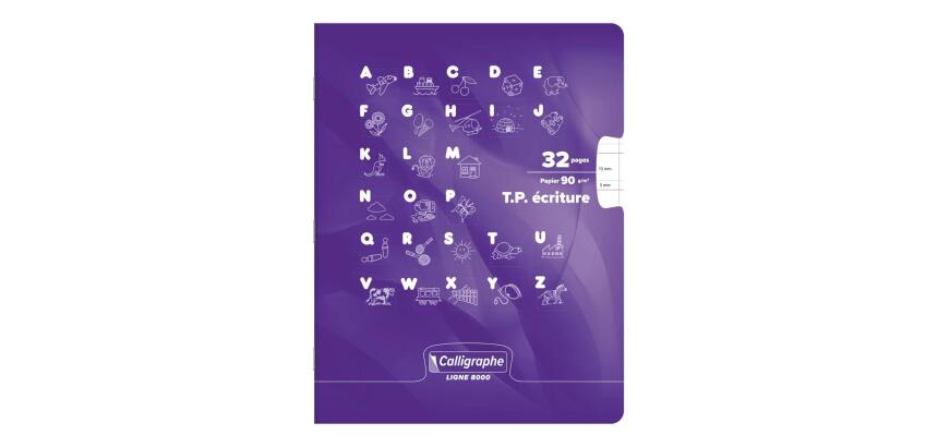 Cahier Travaux Pratiques Écriture piqué 8000 CARTE 17x22 cm 32 pages double ligne 5 mm/uni 90 g - Violet