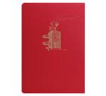 Flying Spirit Red carnet piqûre textile 14,8x21cm 96p ligné motifs assortis papier ivoire 90g - Rouge