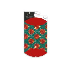 Pochette cadeau, 16x22cm, Boules de Noël - Rouge/vert