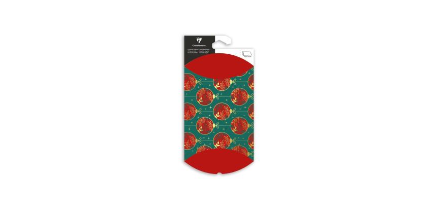 Pochette cadeau, 16x22cm, Boules de Noël - Rouge/vert