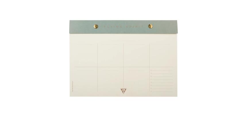 Flying Spirit Green bloc planner à rivets 24x17cm 60 feuillets imprimés détachables. - Vert de gris