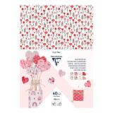 CARTON DÉCOR, Paquet de 40 feuilles 160g/m2 au format 25x35cm - Amour - Multicolore