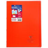 Cahier piqué Koverbook A4 96 pages grands carreaux couverture polypropylène transparent - Rouge
