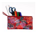 Céleste CUIR Trousse plate 22x11 cm Jardin rouge
