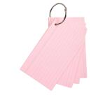 Paquet de 50 Flashcards sous film + anneau - bristol ligné perforé - format A7 - Couleurs assorties