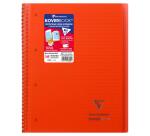 Cahier reliure intégrale enveloppante Koverbook A4+ 160 pages ligné + marge détachables perforé 4 trous couverture polypropylène transparent - Rouge