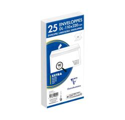 Paquet de 25 Enveloppes Blanches DL-110x220mm - Auto-Adhésives - 80g/m2 - Blanc