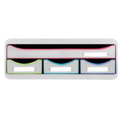 Módulo individual con 4 cajones con tope de seguridad y porta-etiquetas - 270x355x135 mm - Black Office