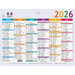 Calendrier Multicolore 13 x 17 cm Semestriel 2026 - Multicolore