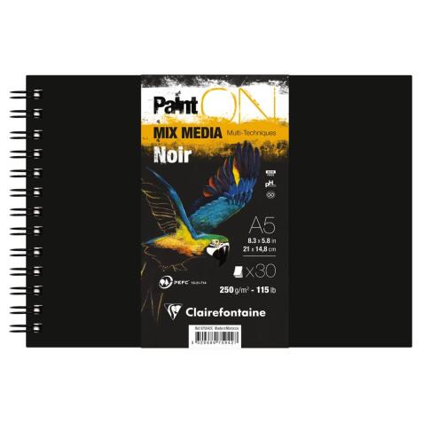 PaintON Noir carnet spiralé 30F A5 250g