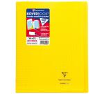 Cahier piqué Koverbook 24x32cm 48 pages grands carreaux couverture polypropylène transparent - Jaune