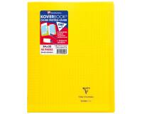 Cahier piqué Koverbook 24x32cm 48 pages grands carreaux couverture polypropylène transparent - Jaune