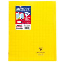 Cahier piqué Koverbook 24x32cm 48 pages grands carreaux couverture polypropylène transparent - Jaune